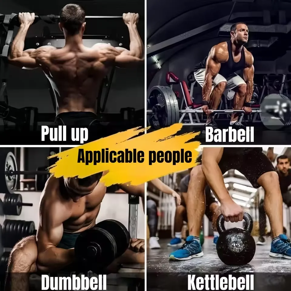 Mancuernas antideslizantes para levantamiento de pesas, par de correas para levantamiento de pesas, levantamiento de pesas, barbilla para tirar hacia arriba y entrenamiento con gancho para Fitness, 1/2 unidades - imagen 5