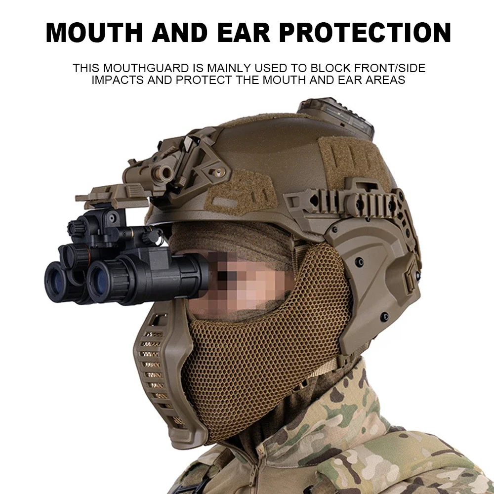 Wendy-casco 3,0 con tapa, cubierta para la oreja, protector bucal, media máscara facial, protección completa, caza, tiro, accesorios para casco Airsoft - imagen 5