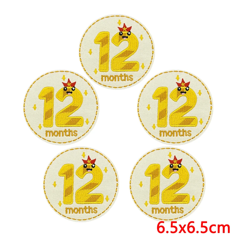 10 unids/lote DIY 12 meses parches bordados para ropa regalos de cumpleaños parche para planchar en sombrero mochila números insignias bordadas - imagen 3