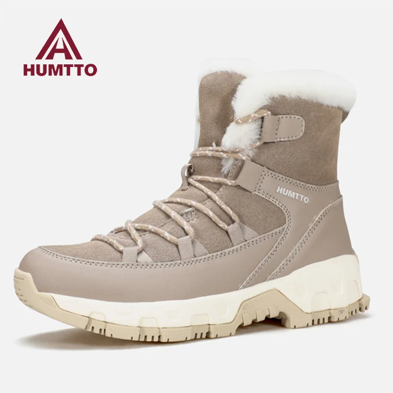 HUMTTO, zapatos de nieve altos para exteriores, zapatos de senderismo para mujer, botas de esquí cálidas de lana para caminar en invierno, botas de nieve impermeables, zapatillas de trekking - imagen 3