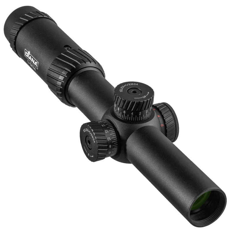 DIANA-mira óptica táctica para Rifle de caza, 1-5X24, con torreta cruzada iluminada en rojo y verde, alcance de bloqueo, espejo Airsoft - imagen 2