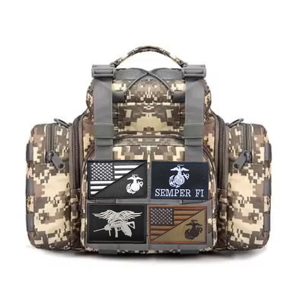 Accesorios para bolsa al aire libre, insignia bordada, brazalete mágico bordado de tela con sello azul marino de Estados Unidos con parche para mochila - imagen 3