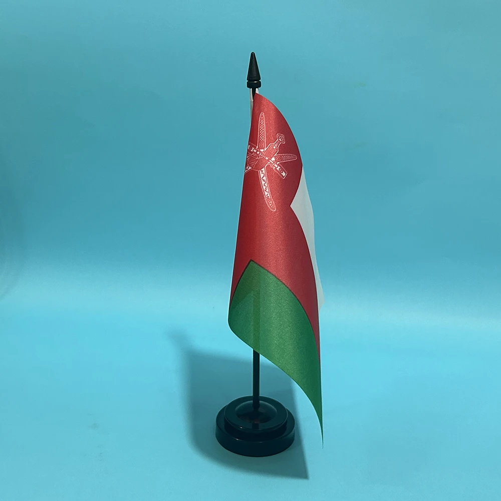 BANDERA DE SKY, bandera de escritorio de oficina, bandera de Oman, 14x21cm, poliéster, bandera nacional de Oman, pancarta de país, adornos de escritorio, banderas - imagen 5