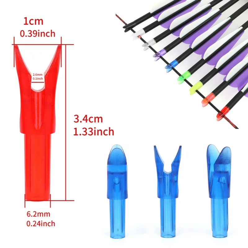 50 Uds tiro con arco flecha Nock inserto cola de plástico uso para ID6.2mm eje de flecha de fibra de vidrio de carbono para accesorios de entrenamiento de práctica de arco - imagen 3