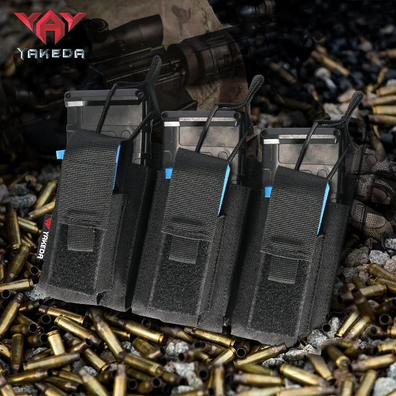 YAKEDA 9*5*2,4 pulgadas bolsa táctica Triple para revistas MOLLE Triple revista caza al aire libre Paintball Mag cartucho accesorios bolsa - imagen 3