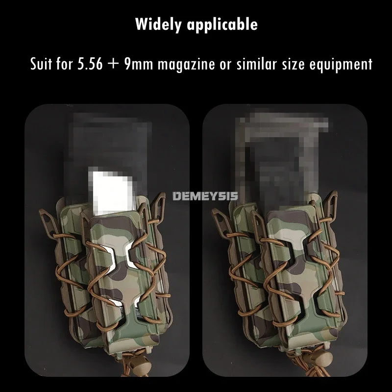 Táctico 5,56 9mm Molle pistola Mag combate al aire libre tiro doble revista bolsa caza funda Fast Mag con Clip para cinturón - imagen 5