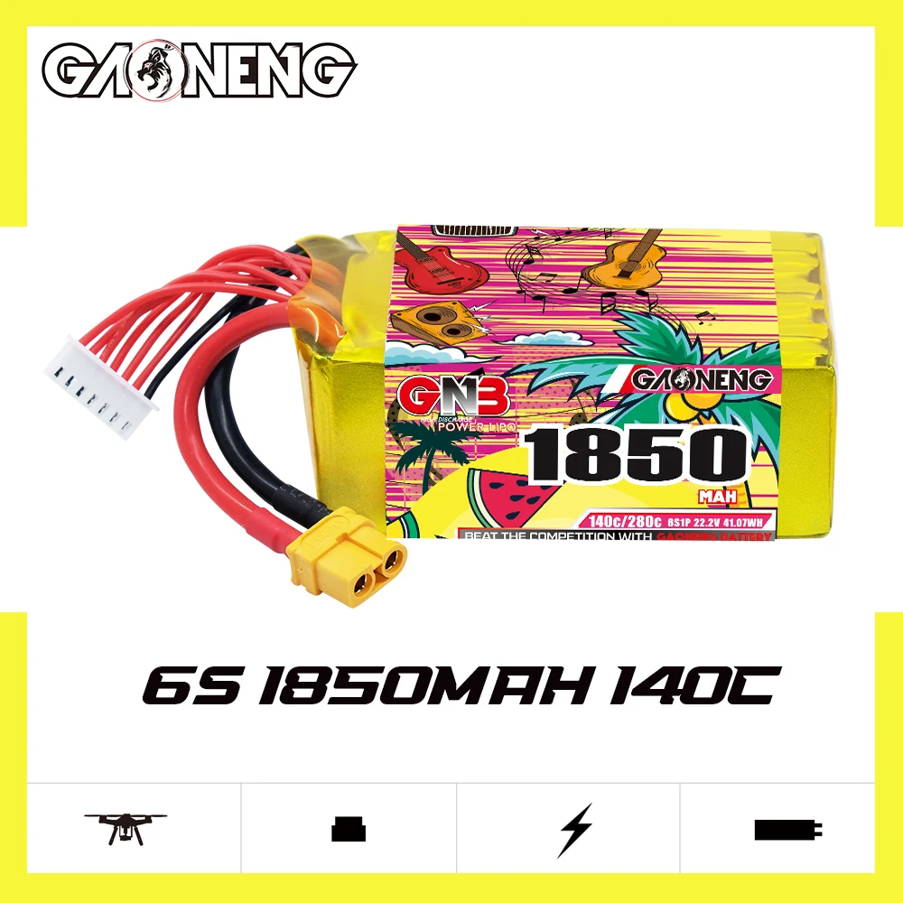 GNB 2S 3S 4S 6S 1100mAh 1100/1350/1550/1850mAh 140C con XT60 para FPV Quadcopter helicóptero avión batería Lipo recargable - imagen 5