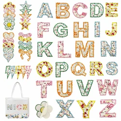 10 unids/lote de parches bordados con letras de flores para ropa, lazo, relámpago, comienza el hierro, parches en el sombrero, camiseta, insignias de apliques DIY