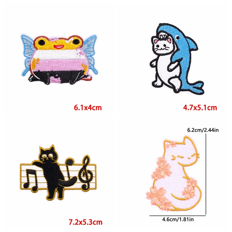 10 Uds. Parches bordados de animales de dibujos animados DIY Rana gato para ropa parches para planchar para ropa parches termoadhesivos - imagen 4