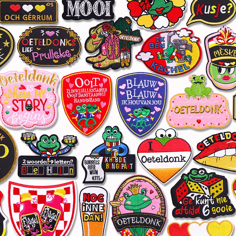 Parche de rana de Carnaval de Países Bajos bordado DIY de Oeteldonk de Países Bajos, parches para planchar para ropa, uniforme, sombreros, chaquetas, insignias para coser - imagen 2
