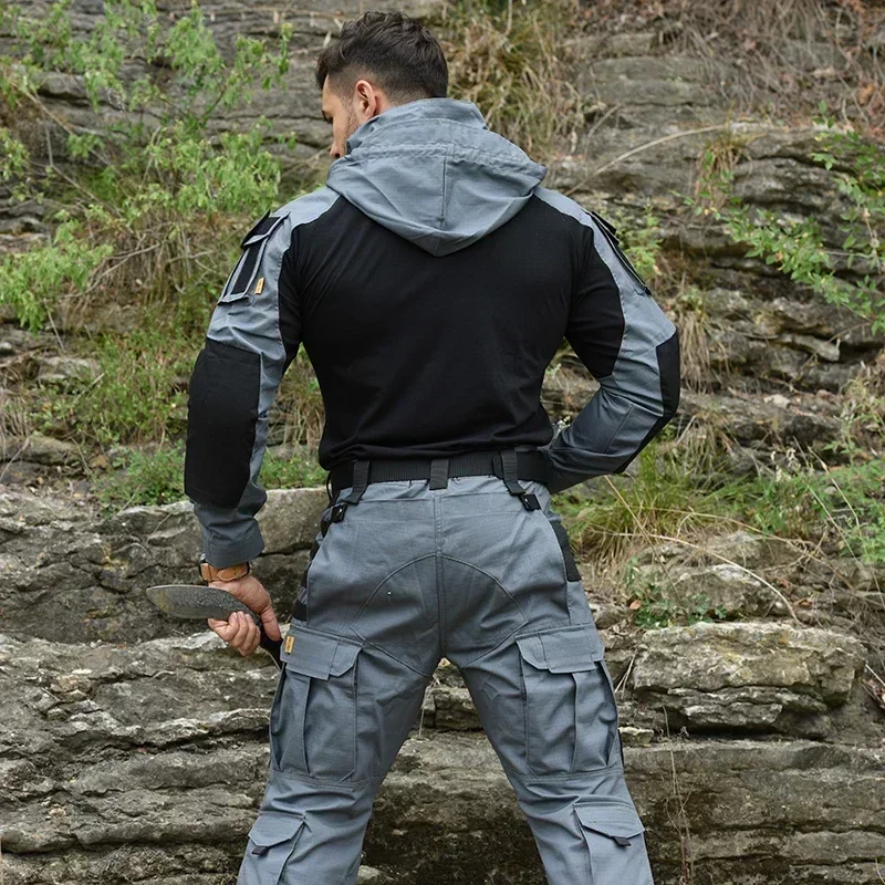 Camisa de escalada de combate para hombre, camisas tácticas para senderismo al aire libre, camisa de caza de manga larga de camuflaje CP, camisetas deportivas de algodón para caza - imagen 5