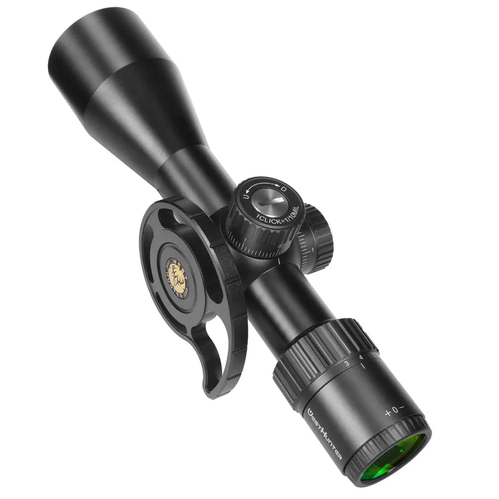 Un binoculares negros con luz verde