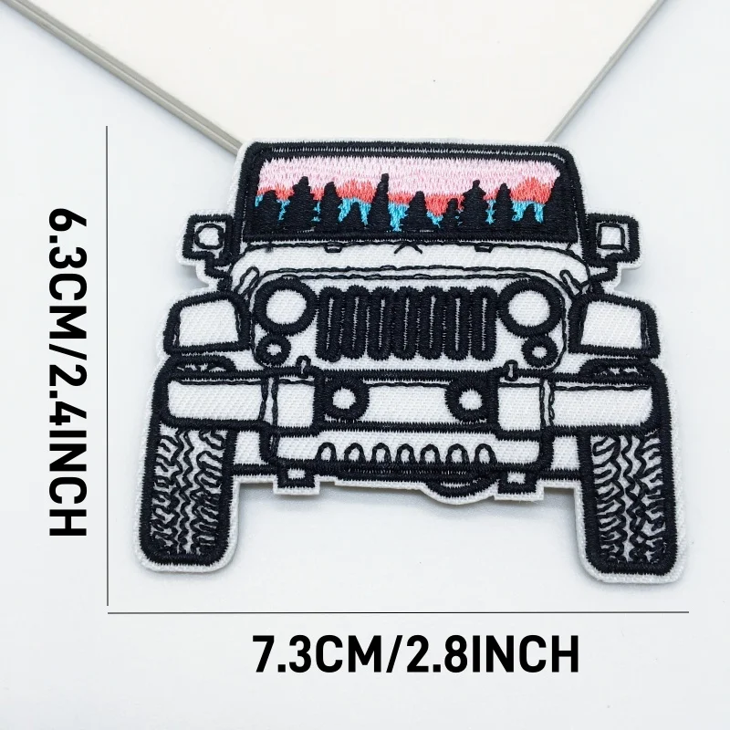 Parche de tela bordado para vehículo todoterreno, pegatina decorativa artesanal, planchado para ropa, pantalones, sombreros, zapatos y fundas para teléfono, 2 uds. - imagen 4