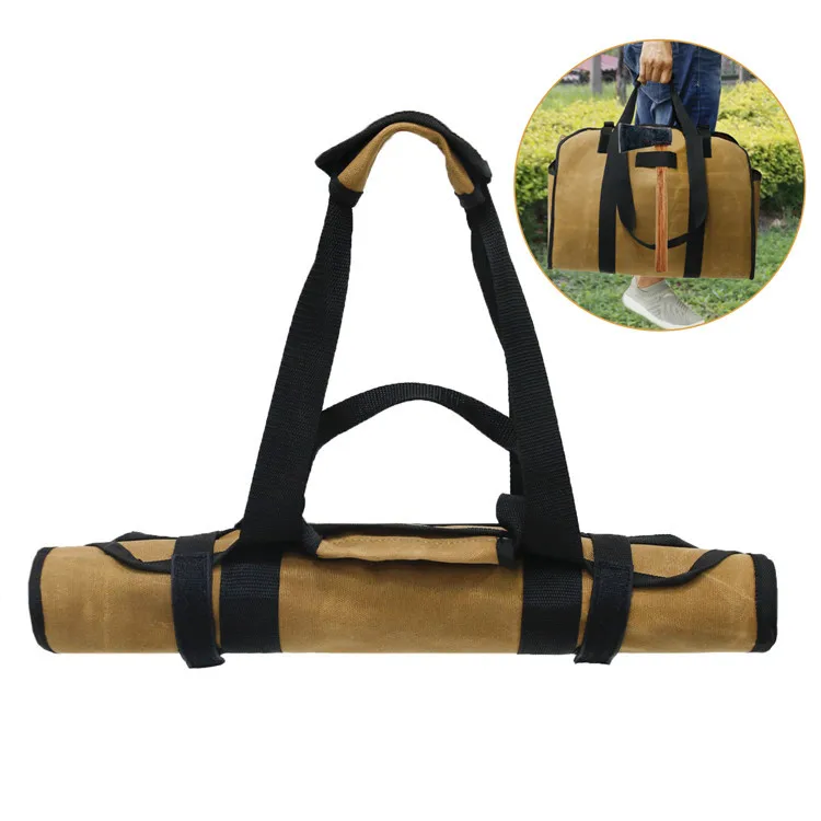 Bolsa de almacenamiento de leña de gran capacidad para acampar al aire libre, bolso impermeable de doble uso, bolsa de lona de cera húmeda, bolsa de almacenamiento para patio - imagen 5