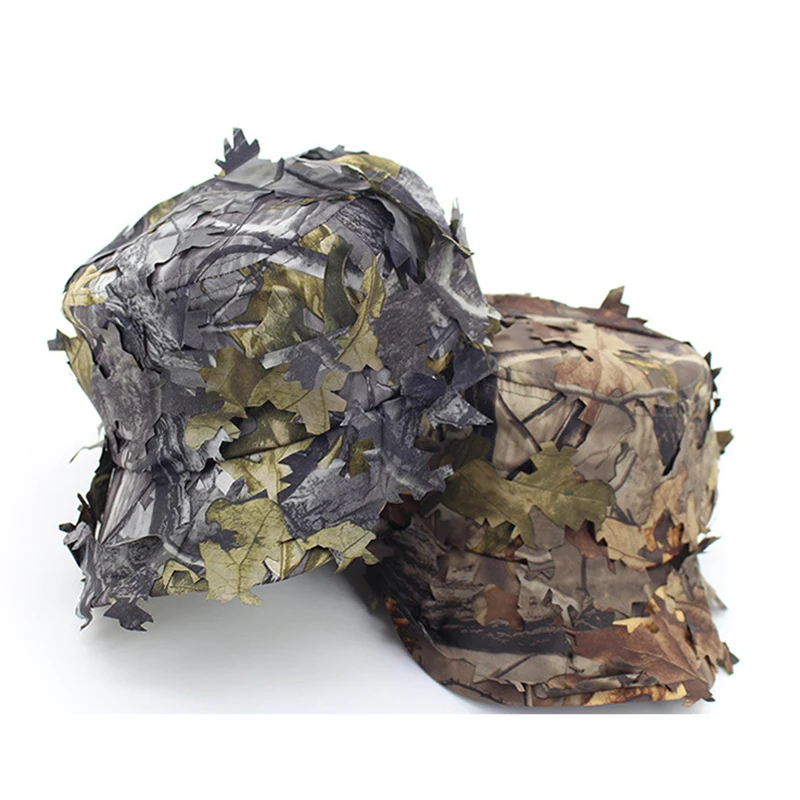 Sombreros Boonie de camuflaje para hombre, gorra táctica Ghillie de camuflaje, 3D, hojas, cazador, francotirador, gorra de béisbol, sombrilla de pesca, accesorios de caza - imagen 4