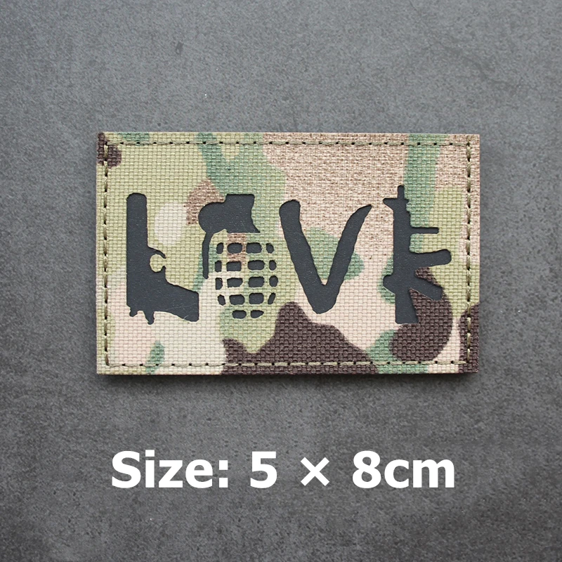 Parches reflectantes de nailon de camuflaje, SHOOTER de velocidad ONE7, doble pistola, Panda, calavera verde, dedos, corazones de amor, insignia táctica militar - imagen 5