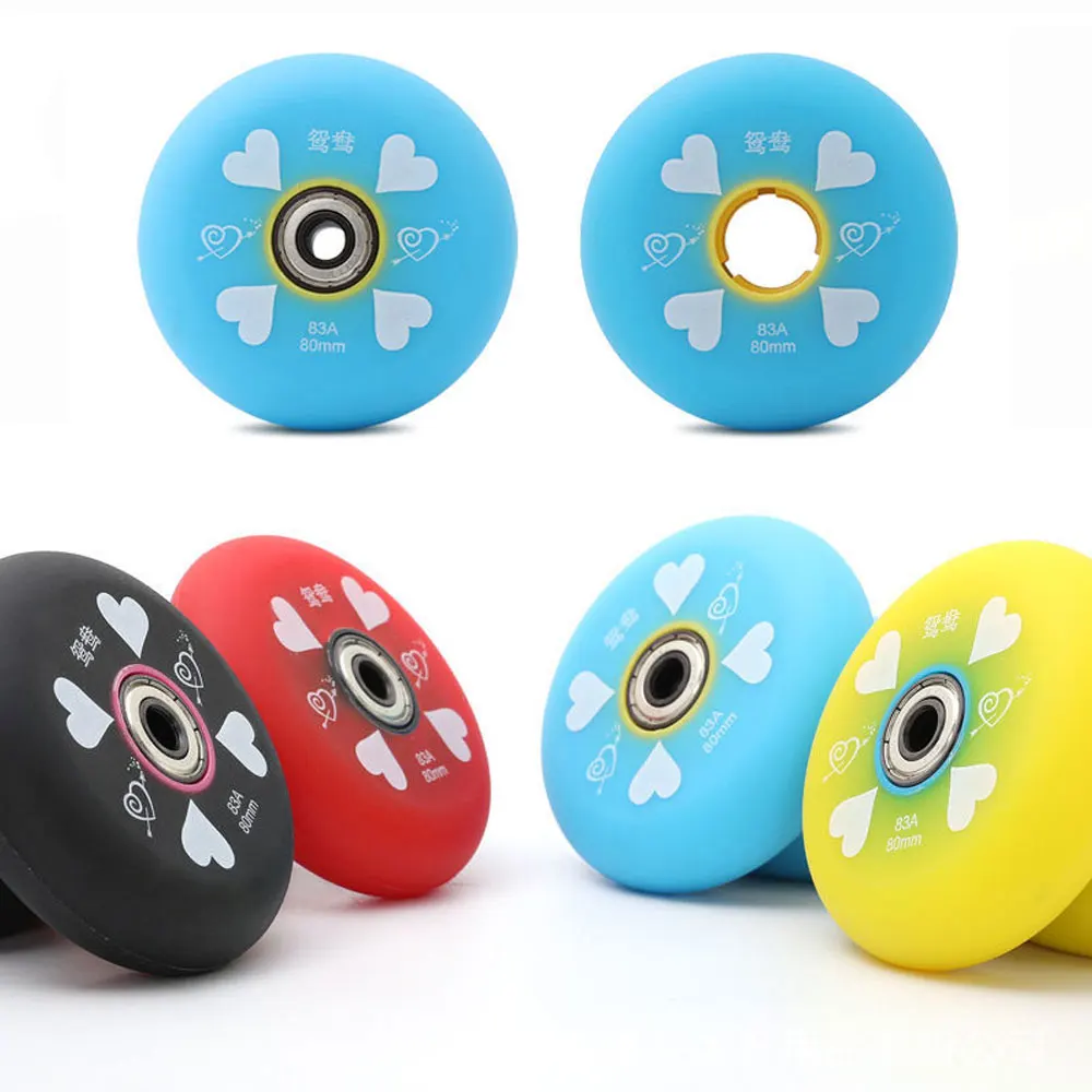 Patines de una sola fila, ruedas especiales de PU 83A, 62-80MM, resistentes al desgaste con rodamientos de ABEC-9, accesorios para patines AMB295