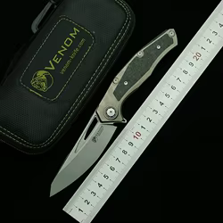 VENOM Lone Ranger cuchillo plegable titanio M390 fibra carbono