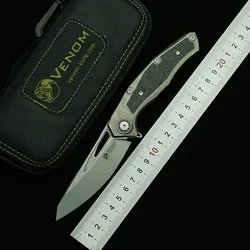 VENOM Lone Ranger cuchillo plegable titanio M390 fibra carbono