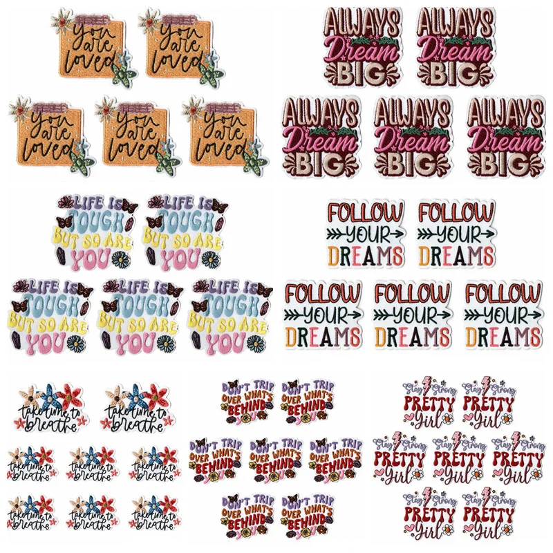 Parche bordado para planchar frases de flores y letras - imagen 2