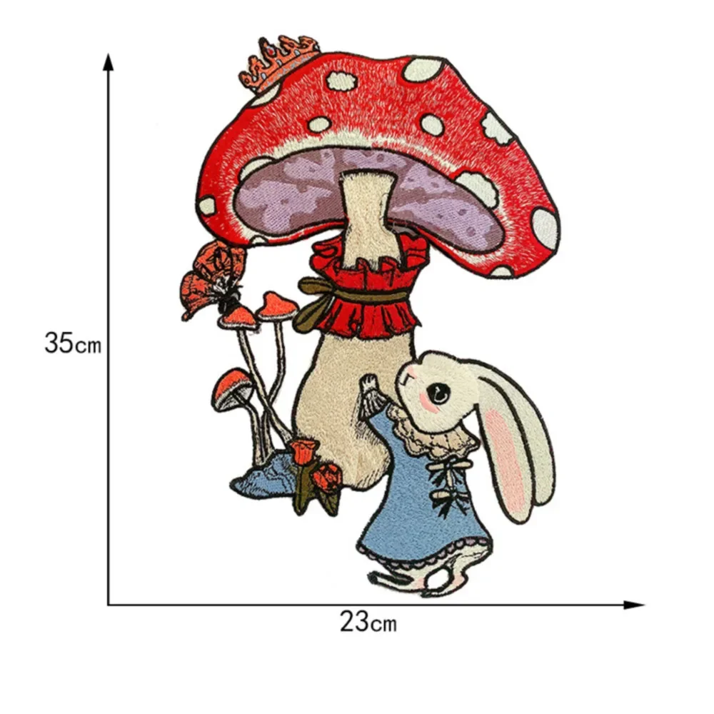Parches bordados de conejo de dibujos animados grandes, apliques de ropa para coser, pegatinas decorativas de animales lindos en chaquetas, parche cosido en camiseta - imagen 3