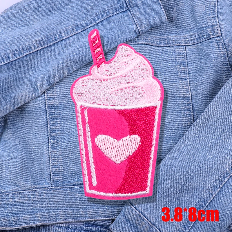 Nuevo parche bordado de zapatos de leopardo rosa, parche de autobús de dibujos animados de arcoíris/mariposa, parches para planchar para ropa, sombreros, mochila, coser DIY - imagen 4