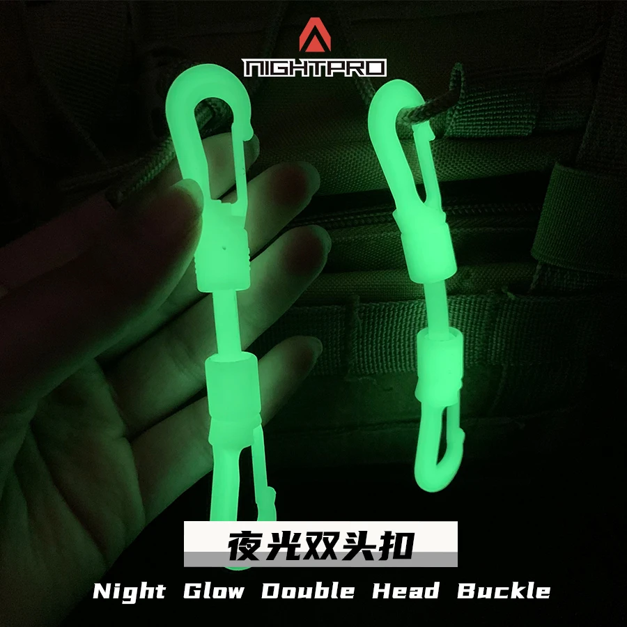 Hebilla de doble cabeza luminosa para exteriores, táctica de montañismo, Camping, mochila colgante - imagen 4