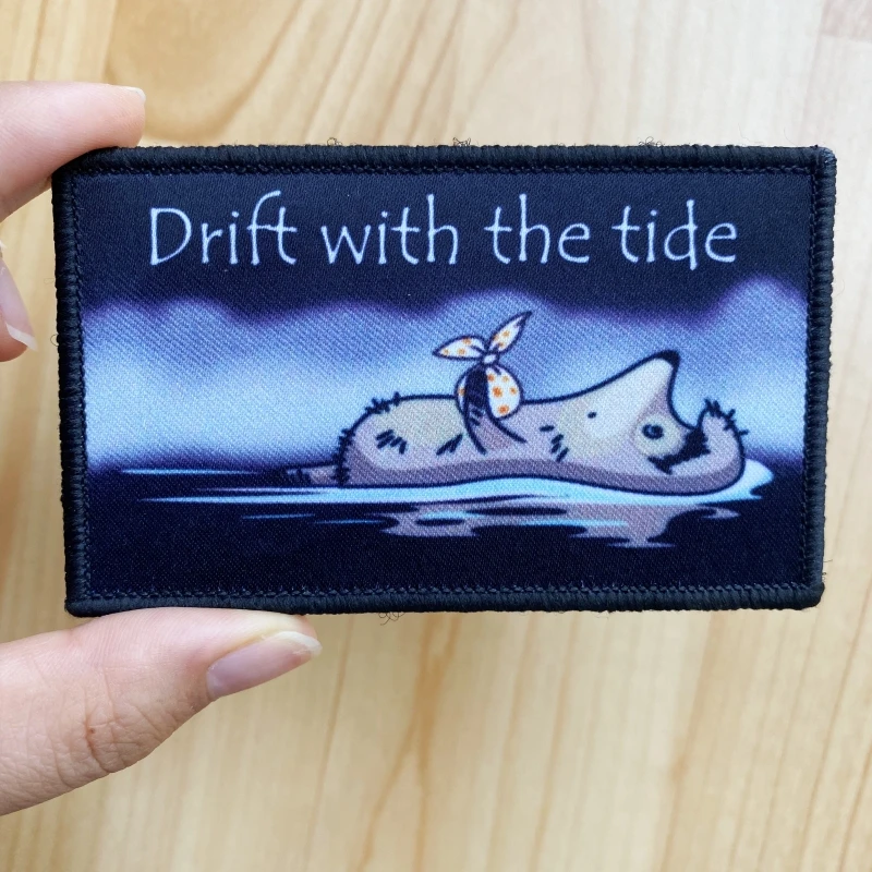 Parches de insignia de nutria Drift con la marea moral, Impresión de gancho y bucle, accesorios de mochila táctica, pegatinas, pegatina para ropa - imagen 2