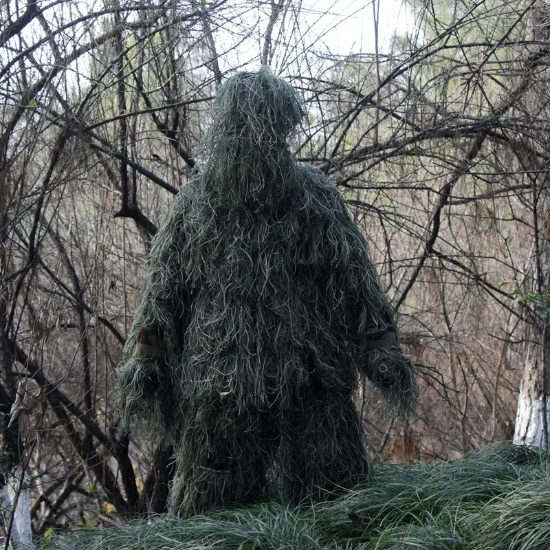 Traje Ghillie de hierba marchita 3D, traje de caza de camuflaje para observación de aves y conjunto de ropa de caza ligera sigilosa al aire libre, 5 uds. - imagen 4