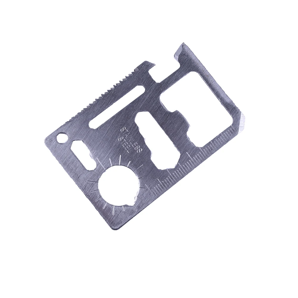 Kit de supervivencia 11 en 1, cuchillo multifunción, herramientas para acampar al aire libre, supervivencia, caza, tarjeta de crédito, plateado - imagen 5