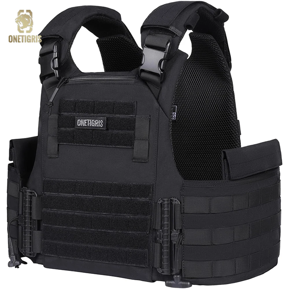 ONETIGRIS FYR chaleco táctico 500D Nylon chaleco ajustable de liberación rápida para chaleco de caza extraíble MOLLE multifunción de 32-45 pulgadas
