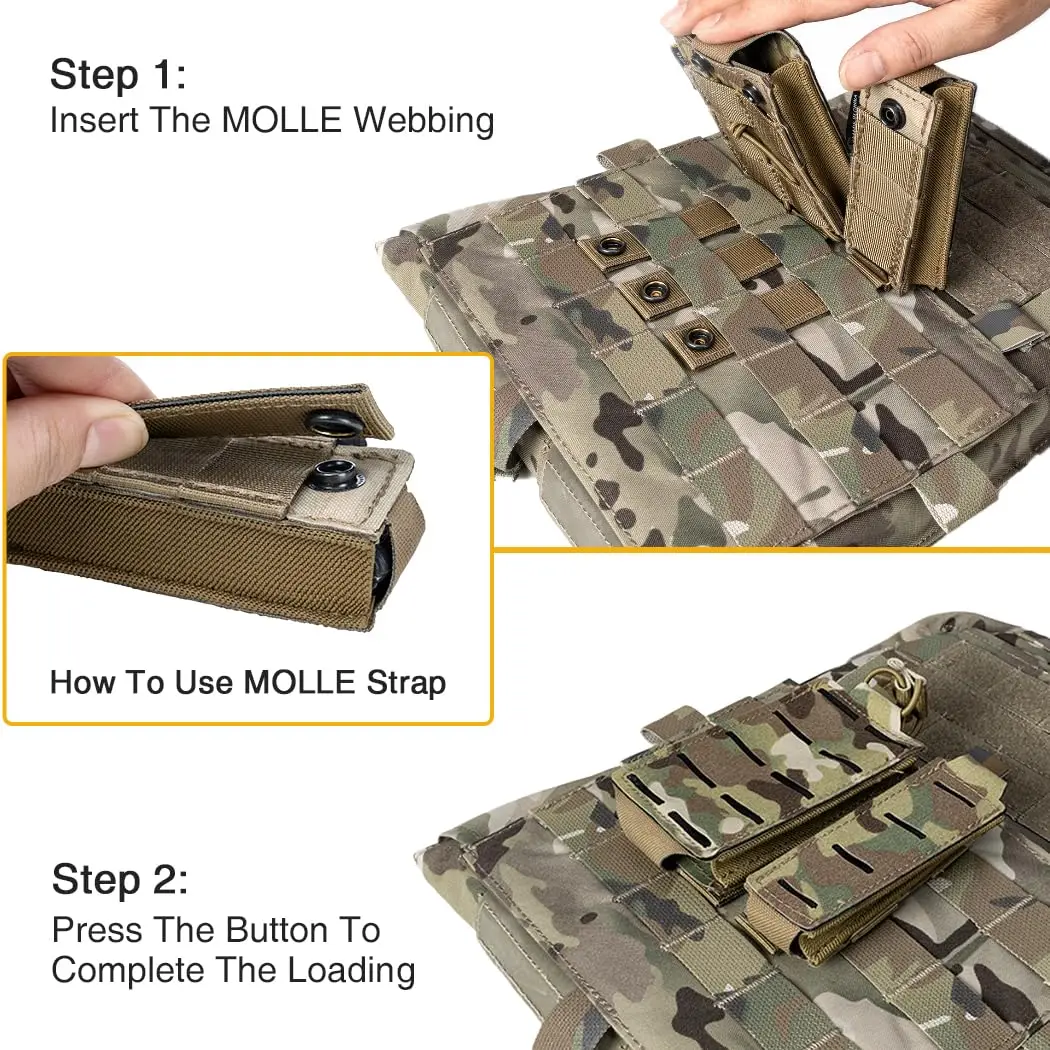 Bolsa magnética para pistola individual, bolsa elástica Molle superior abierta para M1911 92F 9mm.40 Magzines Airsoft Paintball Gear, funda para linterna - imagen 4