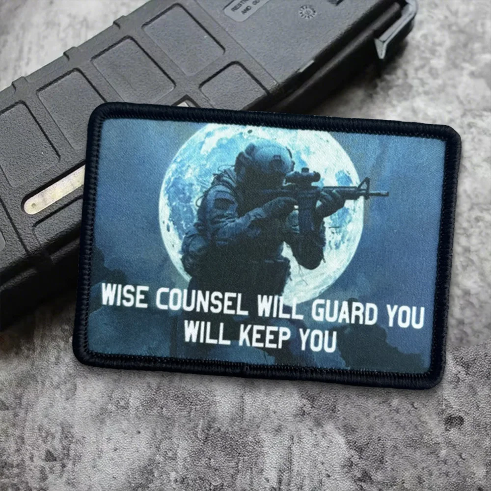 WISE COUNSEL WILL GUARD YOU WILL KEEP YOU Morale parche táctico gancho bucle parches insignia militar mochila pegatinas apliques - imagen 4