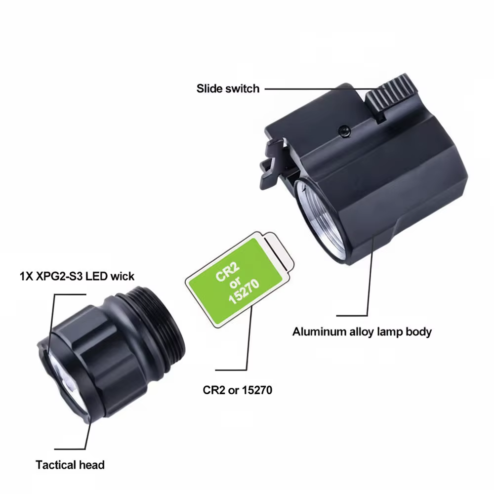 Linterna táctica para arma con riel Picatinny LED - imagen 3