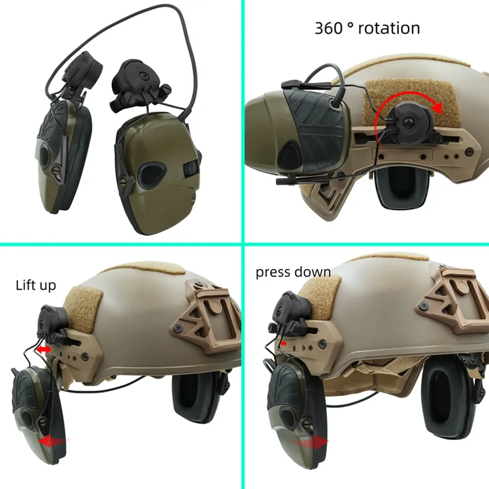 EXFI-Soporte táctico para auriculares, orejera de tiro electrónico, para deportes de impacto, ideal para el riel del casco - imagen 5
