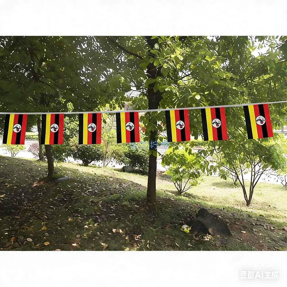 Banderines Uganda de poliéster – guirnalda para fiestas y festivales - imagen 2
