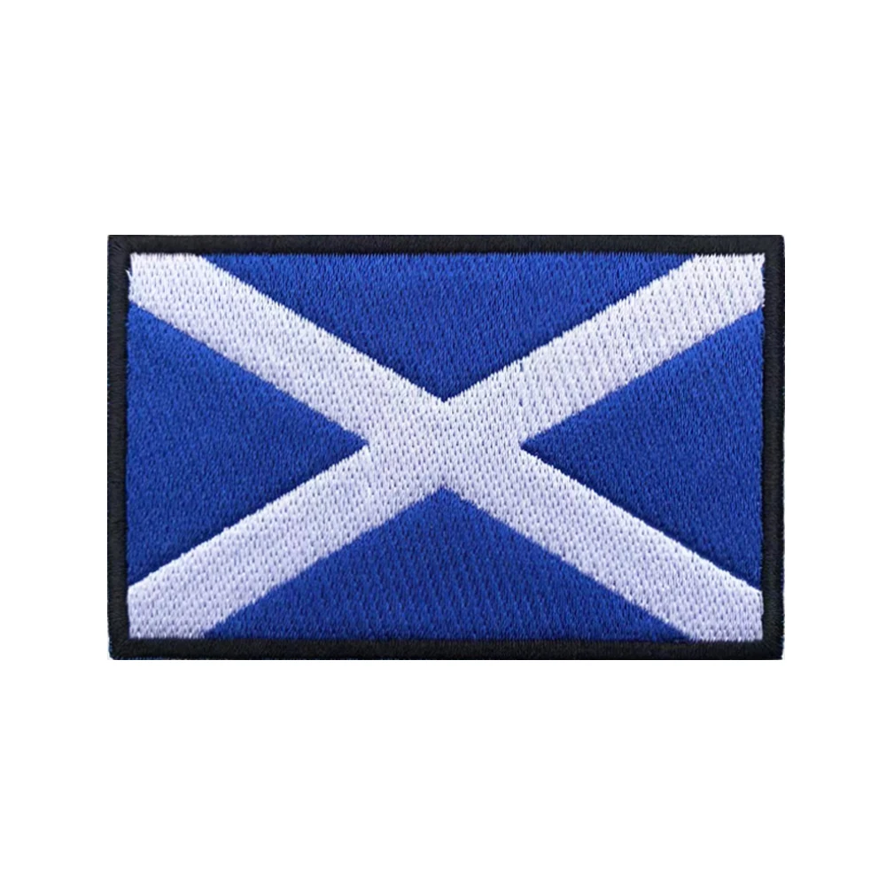 Parches de bandera escocesa de Escocia, banda para el brazo, parche bordado de gancho y bucle o hierro, insignia bordada, raya militar, 1 unidad