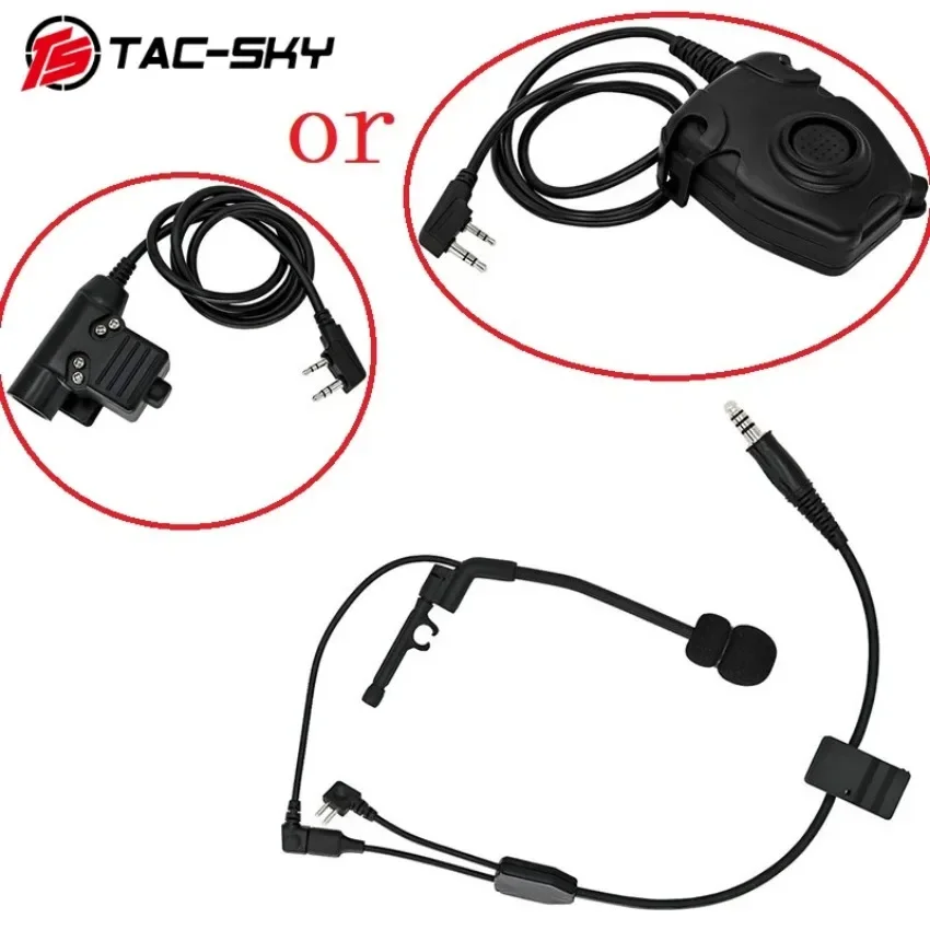 TAC-SKY auriculares tácticos de caza al aire libre adaptador de juego de cables Y Compatible con U94 PTT para micrófono Pelto PTT y COMTA - imagen 5