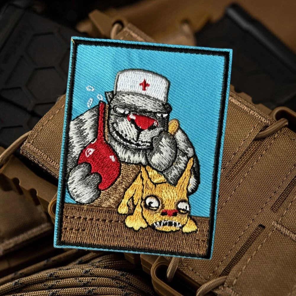 Parche de insignia de moral de gatos y médicos, parche de gancho y bucle táctico bordado divertido, brazalete militar, pegatinas para ropa y mochila - imagen 4