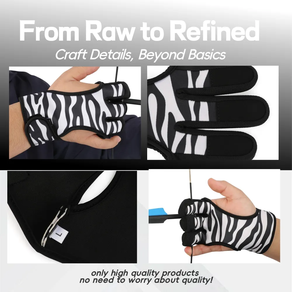 Pestaña de dedo de camuflaje/rayada, protector de 3 dedos, tela de buceo, equipo de protección, arco recurvo, arco tradicional, tiro, objetivo de caza - imagen 3