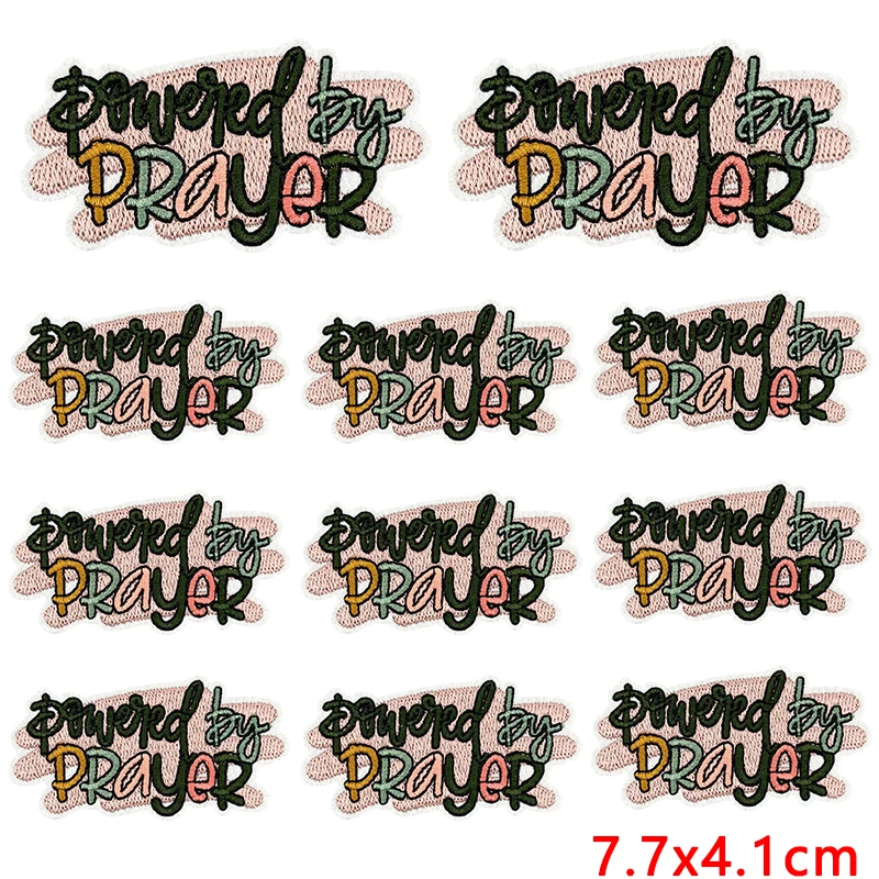 10 unids/lote de parches bordados con eslogan de dibujos animados/letras, parche con logotipo, parches termoadhesivos para planchar para ropa, insignias - imagen 3