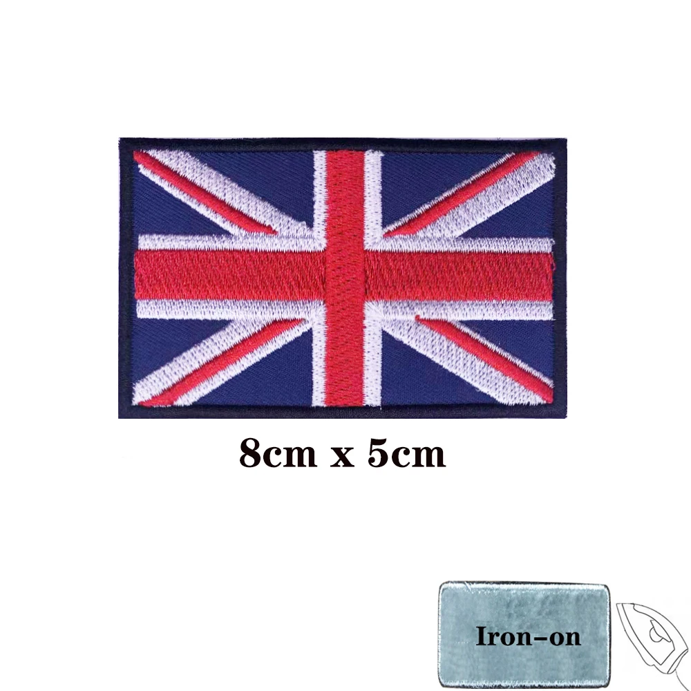 British flag U.K Patches England Britain Armband Embroidered Patch Hook & Loop Iron On Embroidery  Badge Military Stripe - imagen 3