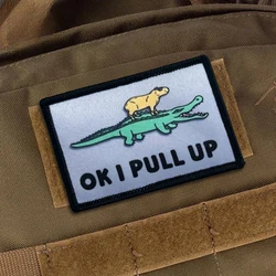 Parche de capibara Ok I Pull Up, parches tácticos morales, gancho y bucle, parche de bandera Meme, insignia de moral del ejército militar, pegatinas para mochila