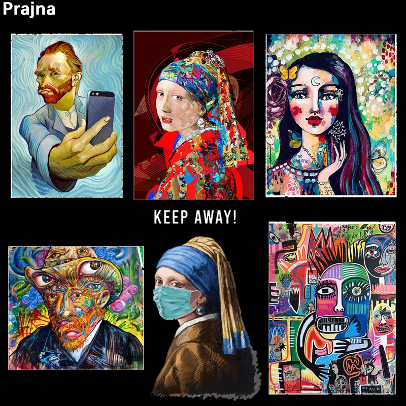 Parches para planchar Van Gogh para ropa, pegatinas térmicas Princekin a rayas para ropa, parche de transferencia de calor, parche para calcomanía de camiseta DIY - imagen 3