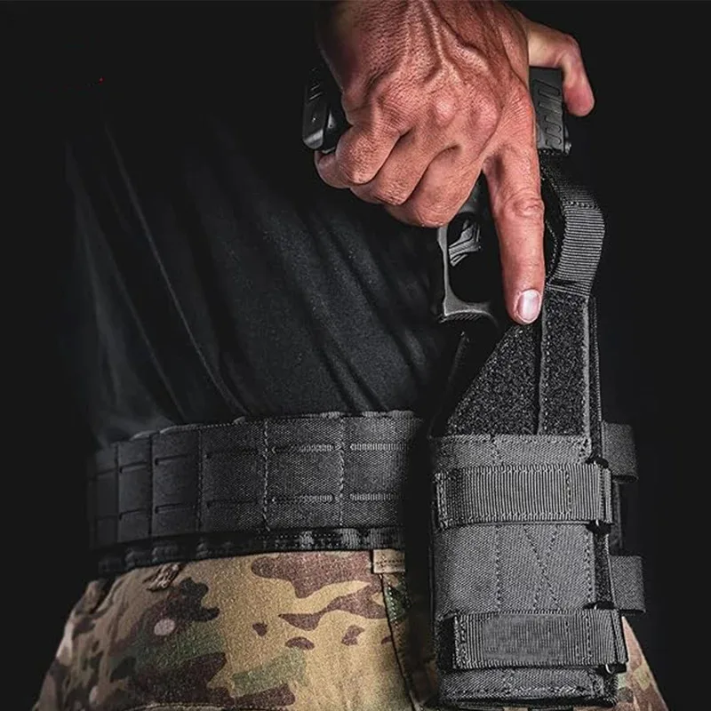 Funda táctica ajustable Molle para revistas, funda para cinturón para diestros, compatible con accesorios M9 1911 G17 19