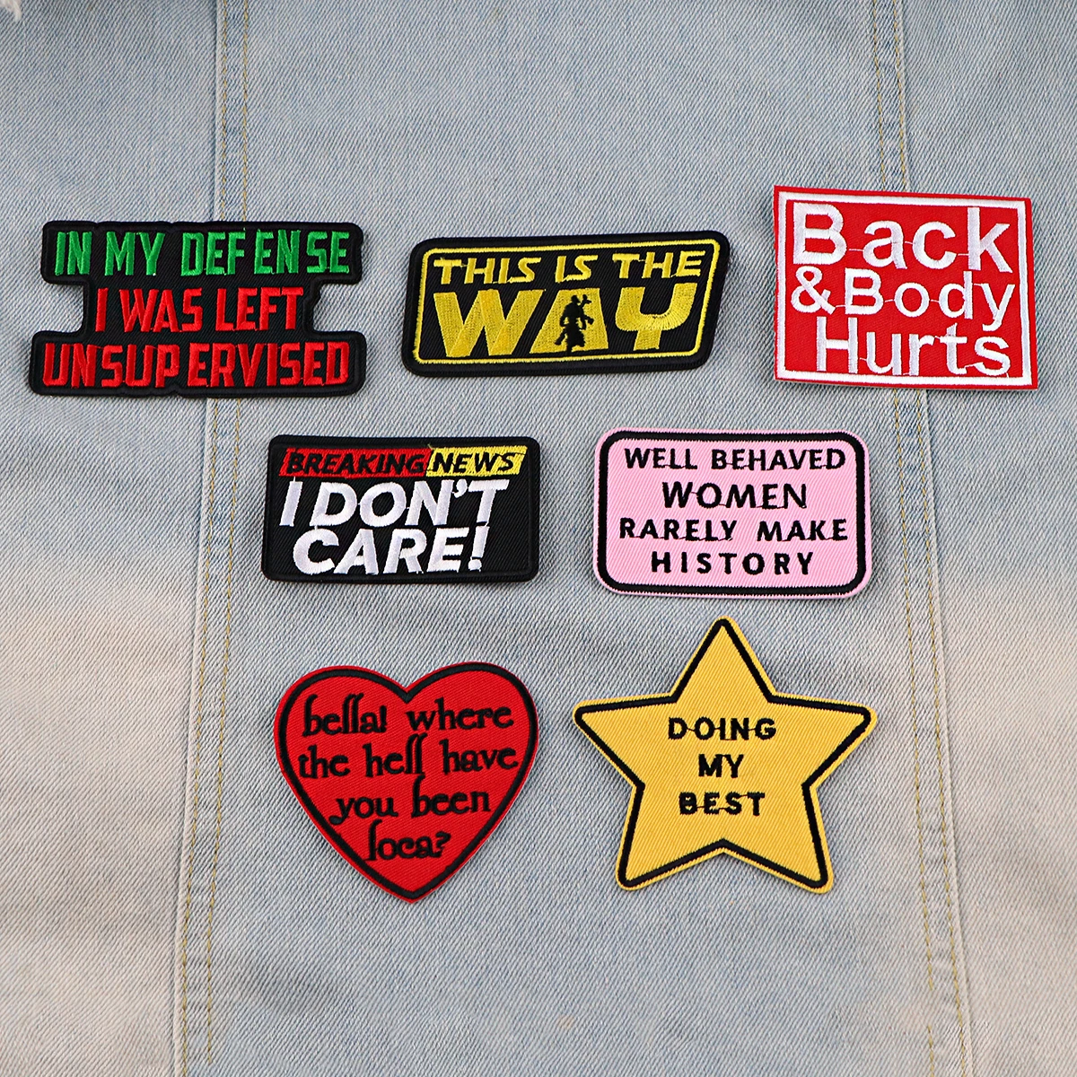 Parche de esta es la manera, frases motivacionales, parches para planchar en ropa, apliques, chaquetas de costura, parche de insignia bordado a rayas - imagen 5