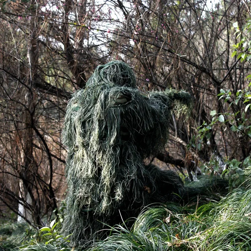 Ropa de camuflaje táctico, traje Ghillie de hierba marchita 3D, 5 uds., traje de caza de francotirador, ropa de caza del ejército, traje de observación de aves - imagen 4