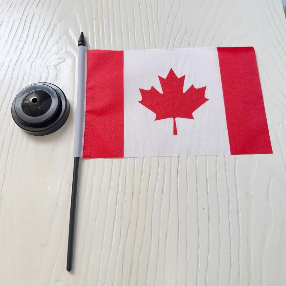 Bandera de escritorio de oficina de 14x21cm, bandera nacional canadiense de poliéster para decoración - imagen 5