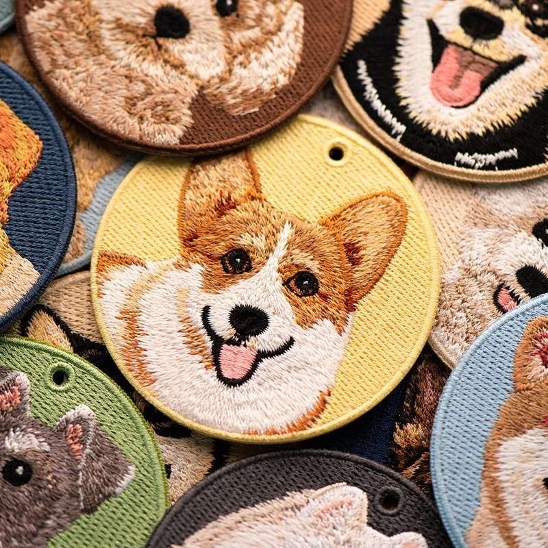 Lindo colgante de perro bordado de doble cara-Llavero Corgi Border Collie Golden Retriever, regalo para amantes de las mascotas para decoración de mochila de bolsos - imagen 4