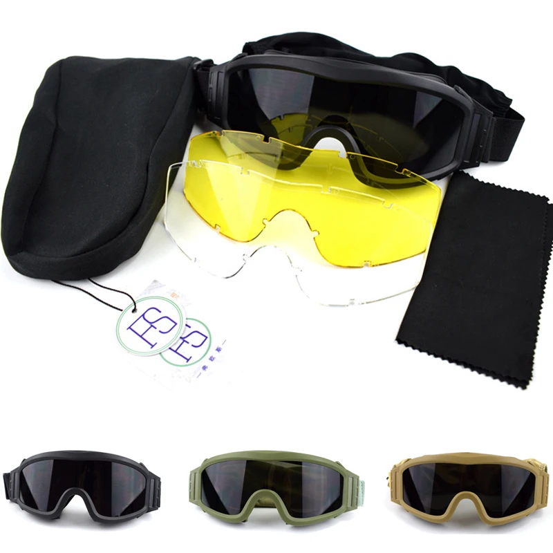 Gafas de sol para montañismo y bicicleta al aire libre para hombre, gafas tácticas militares para caza, tiro con pistola de aire militar, 3 lentes - imagen 5
